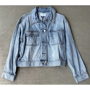 Current/Elliott Womens Sammy Denim Jacket Trettin Studded Button Front Size 4